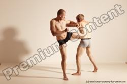 Underwear Martial art Man - Man White Moving poses Slim Short Blond Dynamic poses Academic